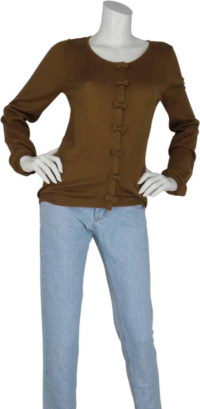 Earth Music & Ecology Bow Tie Button Front Knit Cardigan Sweater